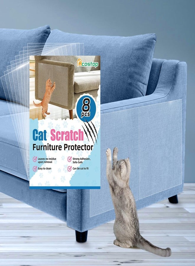 Acostop Cat Scratch Furniture Protector - Specially Designed for Fabric Furniture, Easy to Remove Anti-Scratch Couch Protector from Cat, No Pins, 8 Pack - Image 1